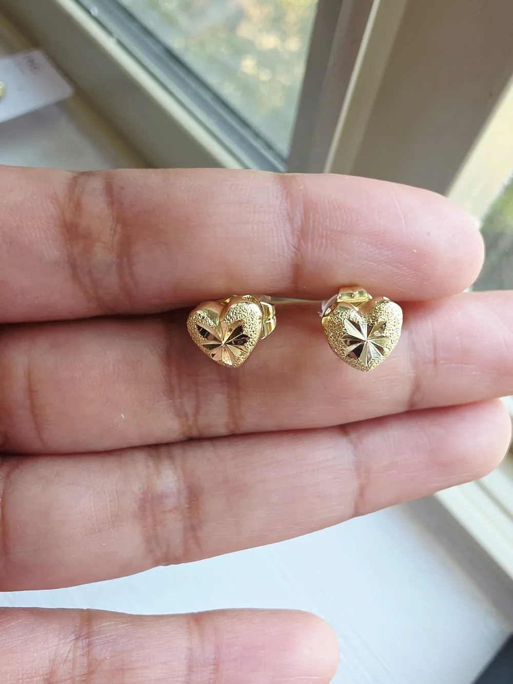 Gold Heart Floral Stud Earrings - Women Jewelry